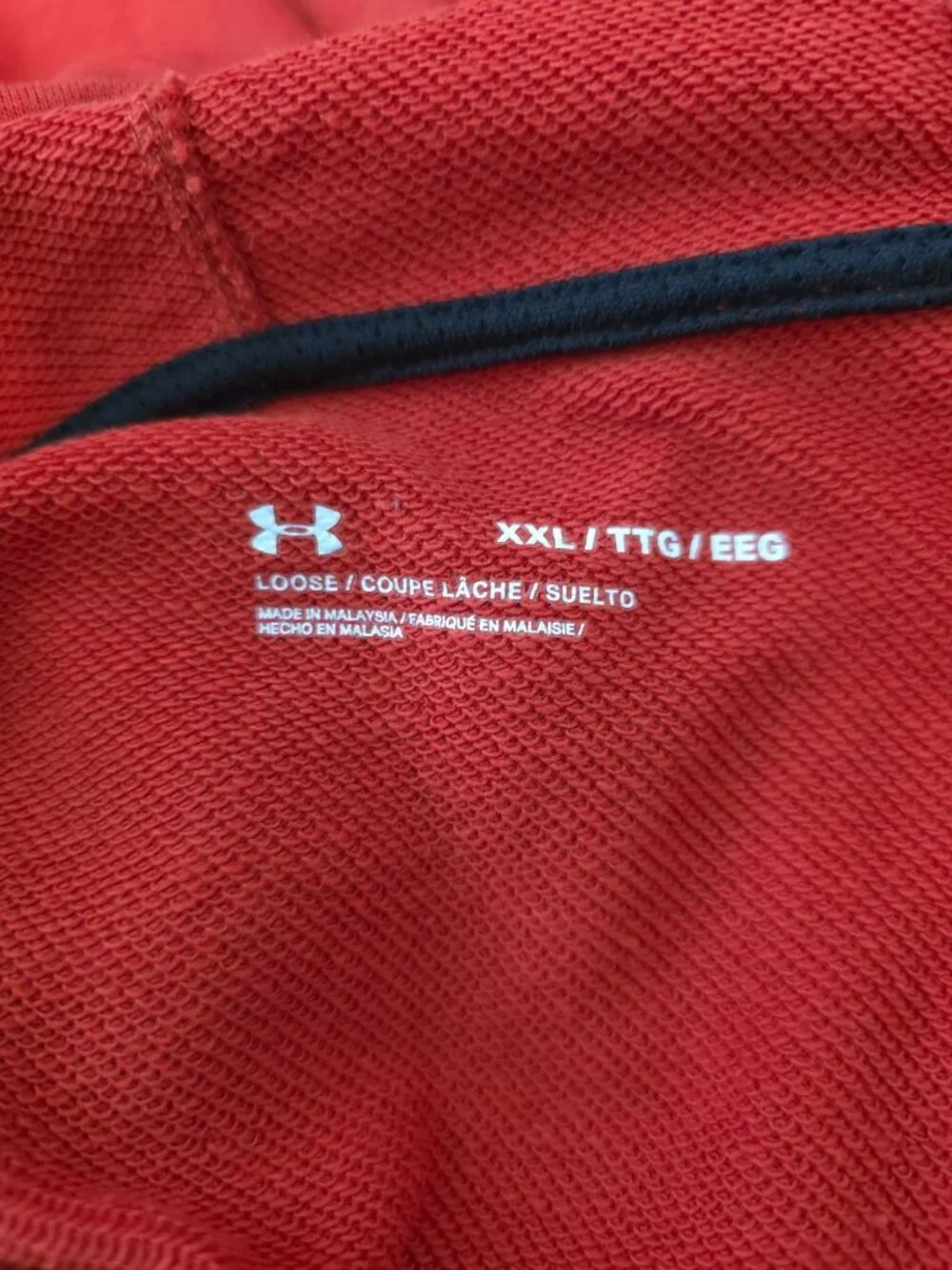 NWD Under Armour UA Rival Terry Full-Zip Red Loose Fit Hoodie Red Mens 2XL - Picture 5 of 8